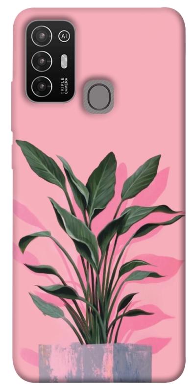 Чехол itsPrint Pink plant для ZTE Blade A52, цветы, купить оптом с доставкой