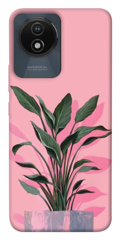 Чехол itsPrint Pink plant для Vivo Y02, цветы, купить оптом с доставкой