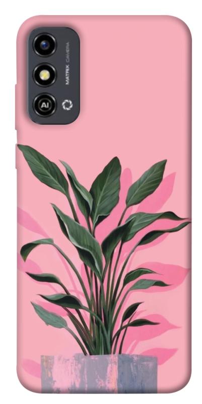Чехол itsPrint Pink plant для ZTE Blade A53, цветы, купить оптом с доставкой