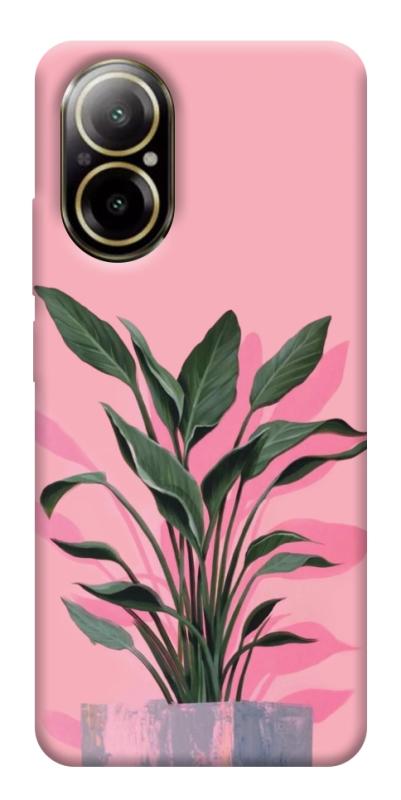 Чехол itsPrint Pink plant для Realme C67 4G, цветы, купить оптом с доставкой
