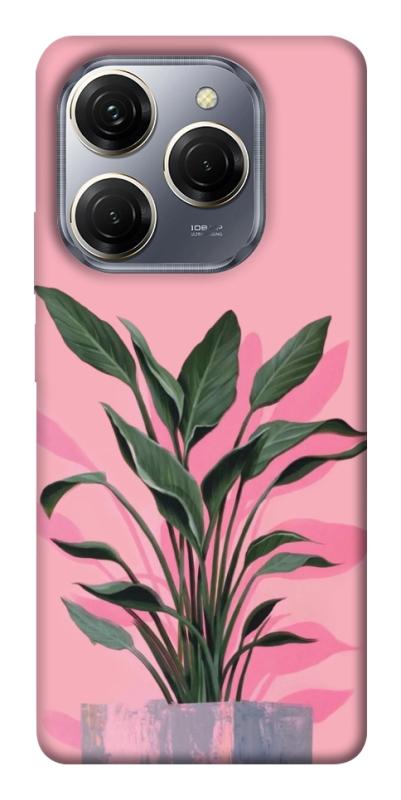 Чехол itsPrint Pink plant для TECNO Spark 20 Pro, цветы, купить оптом с доставкой