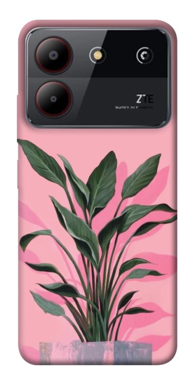 Чехол itsPrint Pink plant для ZTE Blade A54 4G, цветы, купить оптом с доставкой