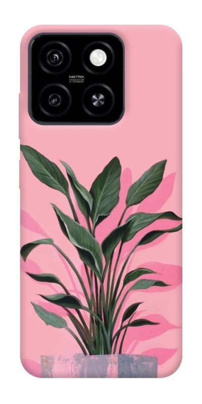 Чехол itsPrint Pink plant для ZTE Blade A55 4G, цветы, купить оптом с доставкой