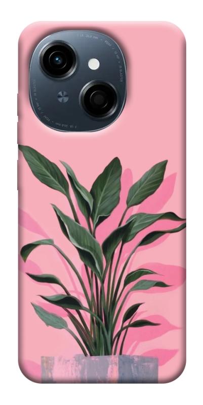 Чехол itsPrint Pink plant для TECNO Spark Go 1, цветы, купить оптом с доставкой