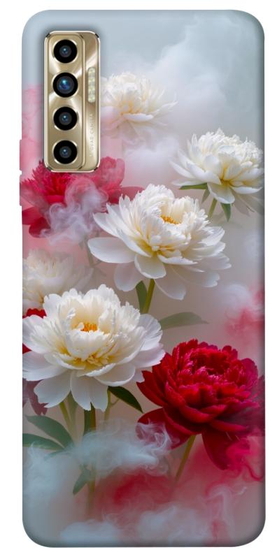 Чехол itsPrint Red and white smoke для TECNO Camon 17P, цветы, купить оптом с доставкой
