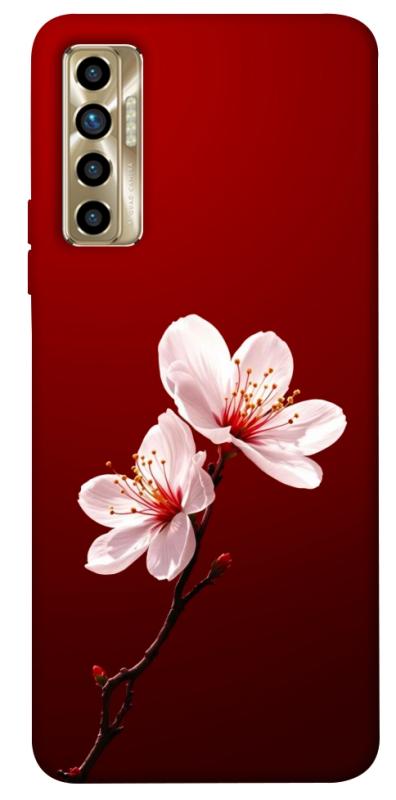 Чехол itsPrint Sakura red для TECNO Camon 17P, цветы, купить оптом с доставкой