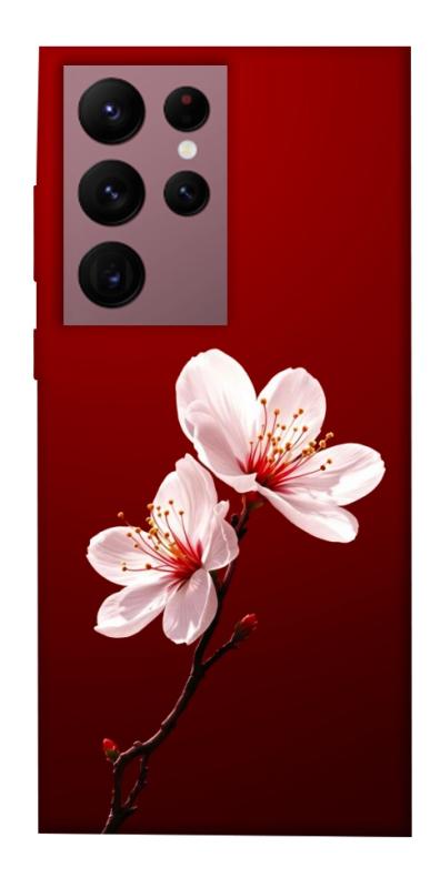 Чехол itsPrint Sakura red для Samsung Galaxy S22 Ultra, цветы, купить оптом с доставкой