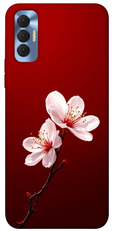 Чехол itsPrint Sakura red для TECNO Spark 8P, цветы, купить оптом с доставкой
