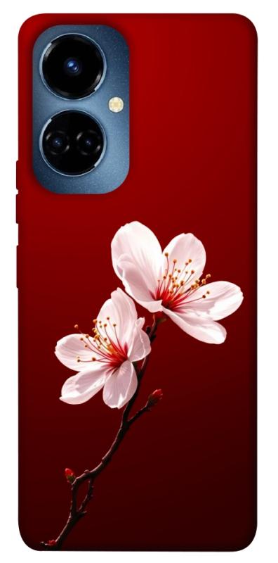 Чехол itsPrint Sakura red для TECNO Camon 19 (CI6n) / 19 Pro (CI8n), цветы, купить оптом с доставкой