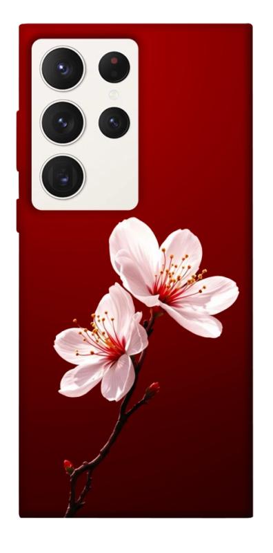 Чехол itsPrint Sakura red для Samsung Galaxy S23 Ultra, цветы, купить оптом с доставкой