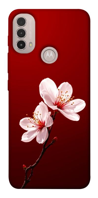Чехол itsPrint Sakura red для Motorola Moto E40, цветы, купить оптом с доставкой