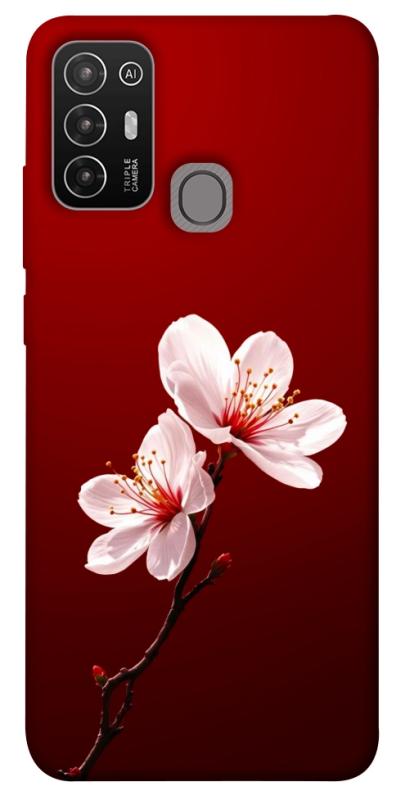 Чехол itsPrint Sakura red для ZTE Blade A52, цветы, купить оптом с доставкой