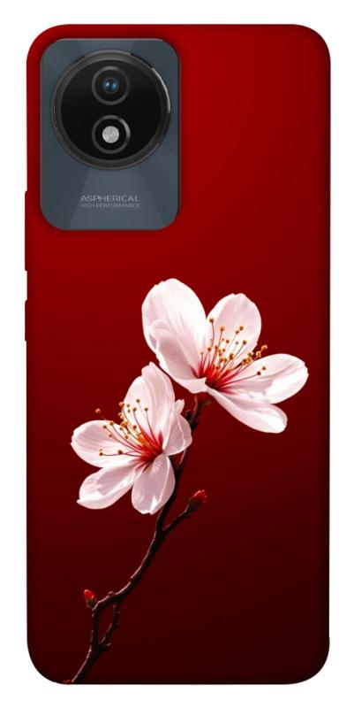 Чехол itsPrint Sakura red для Vivo Y02, цветы, купить оптом с доставкой