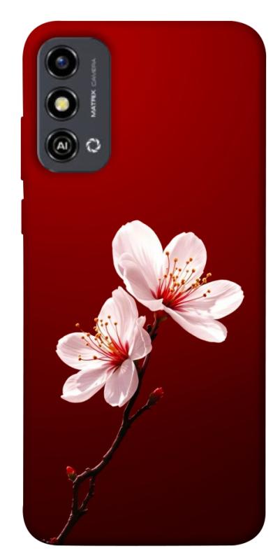 Чехол itsPrint Sakura red для ZTE Blade A53, цветы, купить оптом с доставкой