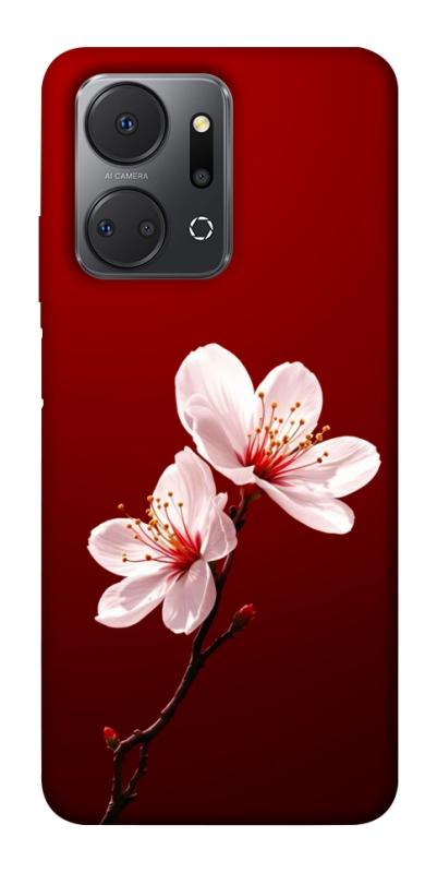 Чехол itsPrint Sakura red для Huawei Honor X7a, цветы, купить оптом с доставкой