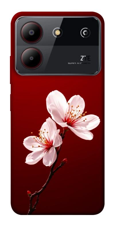 Чехол itsPrint Sakura red для ZTE Blade A54 4G, цветы, купить оптом с доставкой
