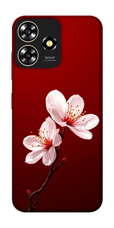 Чехол itsPrint Sakura red для ZTE Blade A73 4G, цветы, купить оптом с доставкой