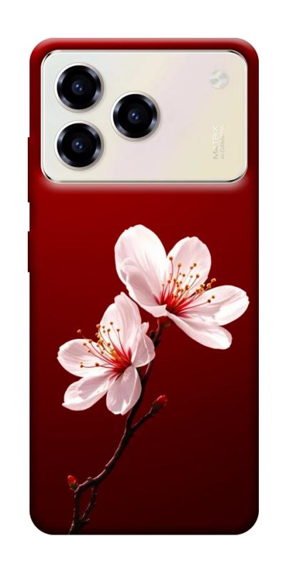 Чехол itsPrint Sakura red для ZTE Blade A76, цветы, купить оптом с доставкой