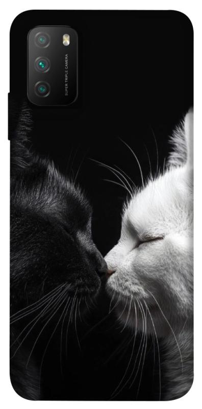 Чехол itsPrint Black and white cats для Xiaomi Poco M3, животные, купить оптом с доставкой