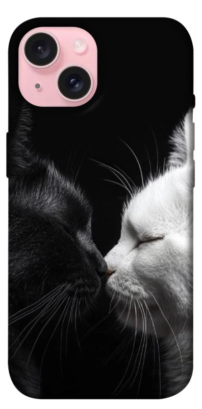 Чехол itsPrint Black and white cats для Apple iPhone 15 (6.1"), животные, купить оптом с доставкой