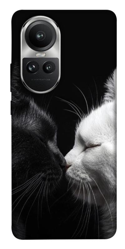 Чехол itsPrint Black and white cats для Oppo Reno 10, животные, купить оптом с доставкой