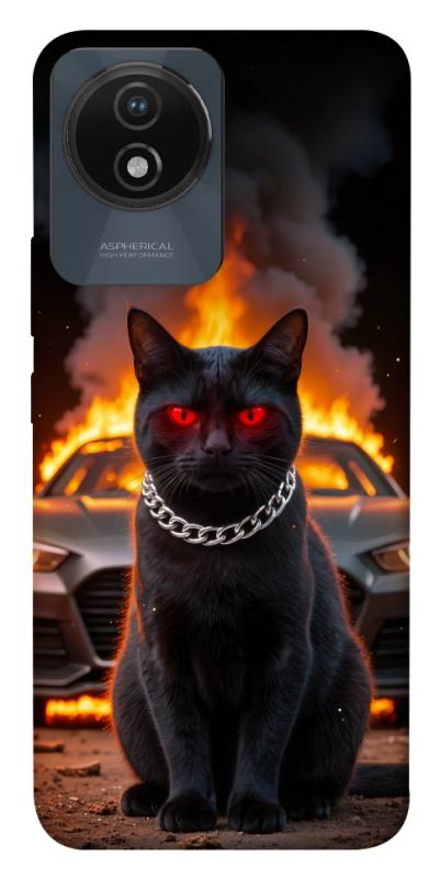 Чехол itsPrint Black trouble для Vivo Y02, животные, купить оптом с доставкой