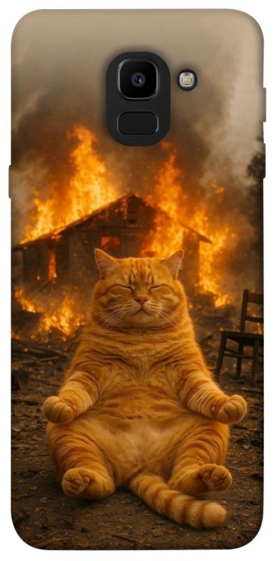 Чехол itsPrint Burning cat для Samsung J600F Galaxy J6 (2018), животные, купить оптом с доставкой