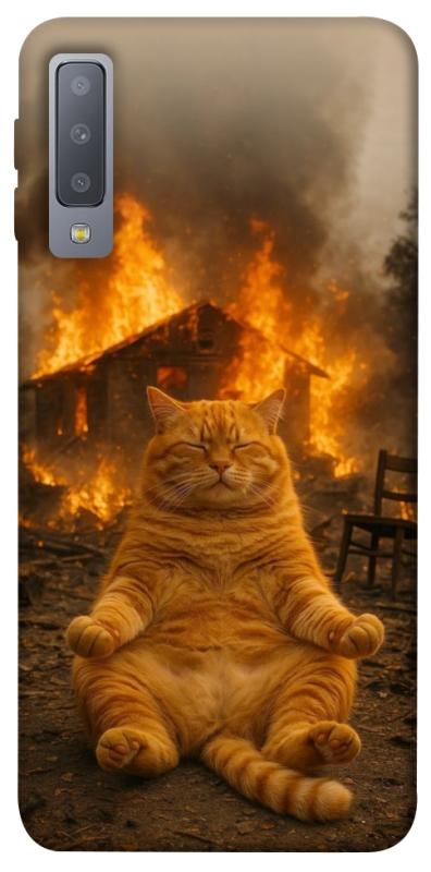Чехол itsPrint Burning cat для Samsung A750 Galaxy A7 (2018), животные, купить оптом с доставкой
