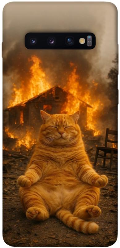 Чехол itsPrint Burning cat для Samsung Galaxy S10+, животные, купить оптом с доставкой