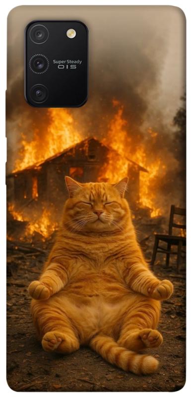 Чехол itsPrint Burning cat для Samsung Galaxy S10 Lite, животные, купить оптом с доставкой