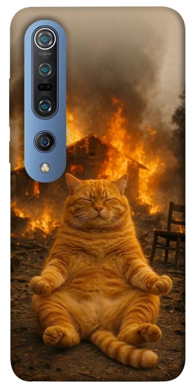 Чехол itsPrint Burning cat для Xiaomi Mi 10 / Mi 10 Pro, животные, купить оптом с доставкой
