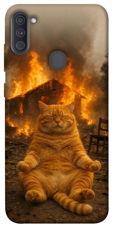Чехол itsPrint Burning cat для Samsung Galaxy A11, животные, купить оптом с доставкой