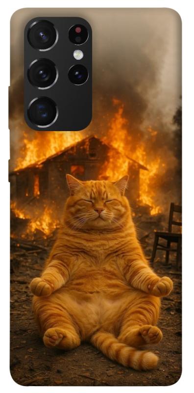 Чехол itsPrint Burning cat для Samsung Galaxy S21 Ultra, животные, купить оптом с доставкой