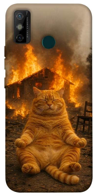 Чехол itsPrint Burning cat для TECNO Spark 6 Go, животные, купить оптом с доставкой