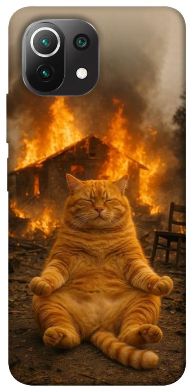 Чехол itsPrint Burning cat для Xiaomi Mi 11 Lite, животные, купить оптом с доставкой