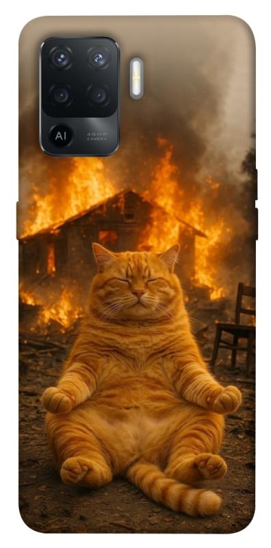Чехол itsPrint Burning cat для Oppo Reno 5 Lite, животные, купить оптом с доставкой
