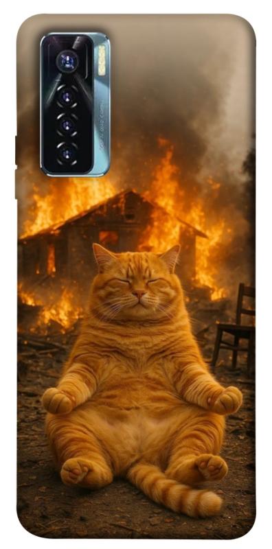 Чехол itsPrint Burning cat для TECNO Camon 17 Pro, животные, купить оптом с доставкой