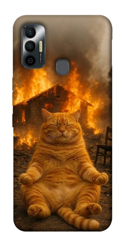 Чехол itsPrint Burning cat для TECNO Spark 7, животные, купить оптом с доставкой