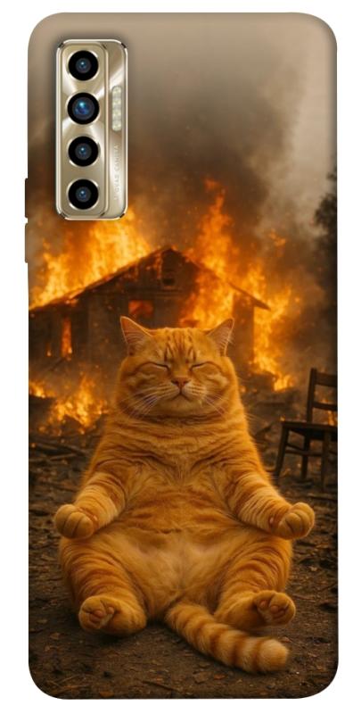Чехол itsPrint Burning cat для TECNO Camon 17P, животные, купить оптом с доставкой