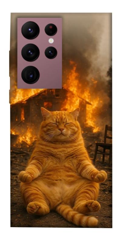 Чехол itsPrint Burning cat для Samsung Galaxy S22 Ultra, животные, купить оптом с доставкой
