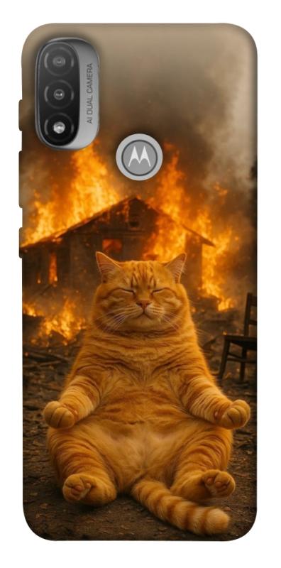Чехол itsPrint Burning cat для Motorola Moto E20, животные, купить оптом с доставкой