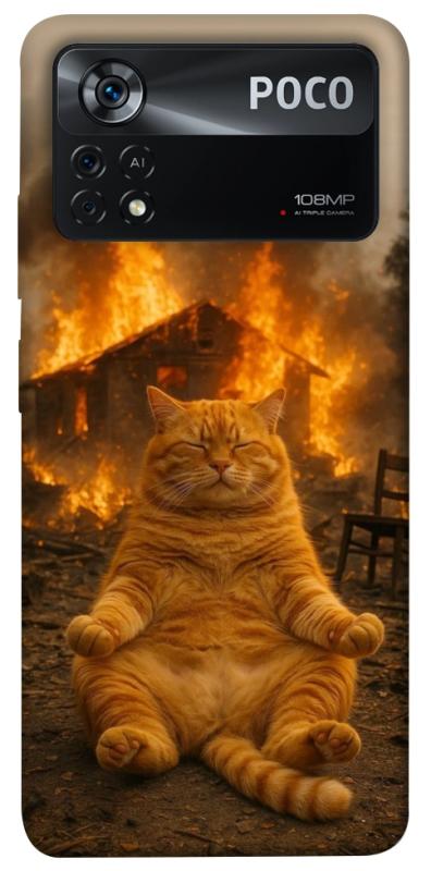 Чехол itsPrint Burning cat для Xiaomi Poco X4 Pro 5G, животные, купить оптом с доставкой