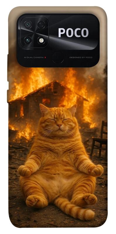 Чехол itsPrint Burning cat для Xiaomi Poco C40, животные, купить оптом с доставкой