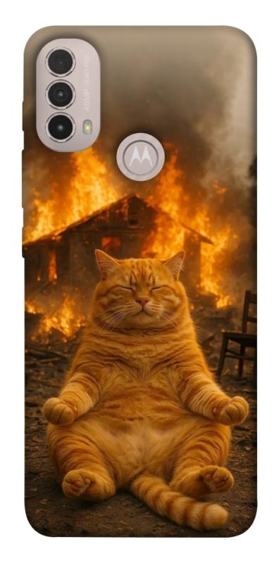 Чехол itsPrint Burning cat для Motorola Moto E40, животные, купить оптом с доставкой