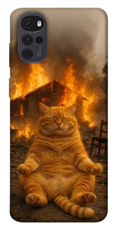 Чехол itsPrint Burning cat для Motorola Moto G22, животные, купить оптом с доставкой