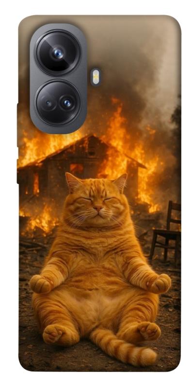 Чехол itsPrint Burning cat для Realme 10 Pro+, животные, купить оптом с доставкой