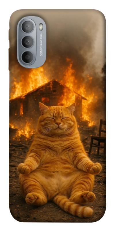 Чехол itsPrint Burning cat для Motorola Moto G31, животные, купить оптом с доставкой