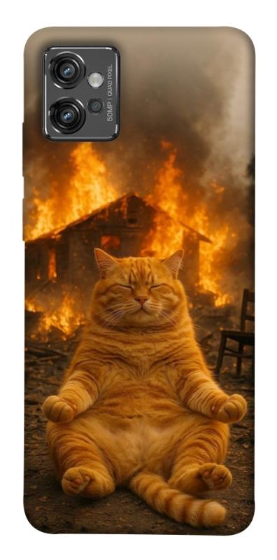 Чехол itsPrint Burning cat для Motorola Moto G32, животные, купить оптом с доставкой