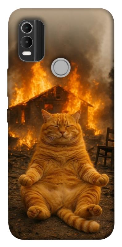 Чехол itsPrint Burning cat для Nokia C21 Plus, животные, купить оптом с доставкой