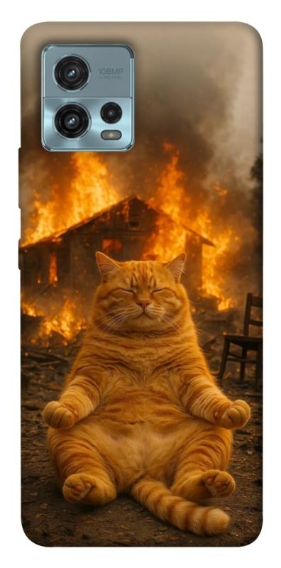 Чехол itsPrint Burning cat для Motorola Moto G72, животные, купить оптом с доставкой